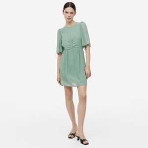 H&M Green Ruched Smocked Mini Sundress